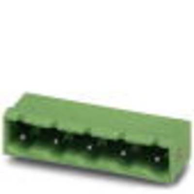 Green multi-pole connector with five terminals, used for electrical connection in electronic devices.