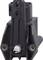 Black plastic component with a rectangular base, two metal terminals, and a movable lever on top. Used in mechanical applications.