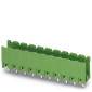 A green plug connector with multiple terminal blocks, suitable for industrial or electronic applications.
