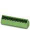 A green cleaning brush block with black bristles, suitable for removing dirt from surfaces.