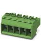 Green, rectangular plastic block with four holes on top, resembling a building block.