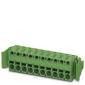 Green electrical connector, suitable for PCB mounting with ten contacts in two rows.