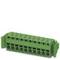 Green multi-terminal plug connector for electronic connections. Suitable for industrial applications.