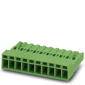 Green plastic plug with multiple rectangular slots arranged in two rows.
