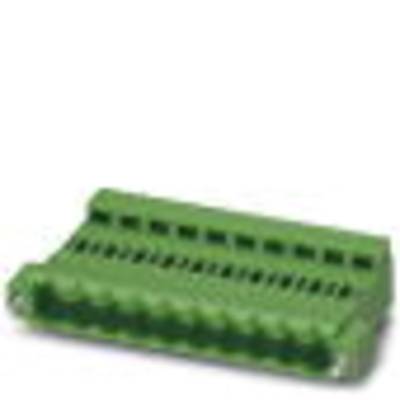 A green multi-socket connector lying on a white surface, used for electrical cable connection.