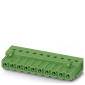 Green electrical connector with eight terminals arranged in two rows, suitable for industrial applications.