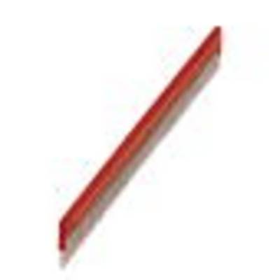 'Long red and grey ruler with markings for measuring. It is shown slightly tilted.'