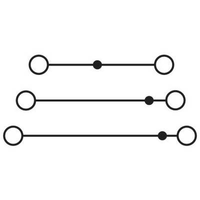 Three lines with two circles at each end. Another line runs above with a point in the middle.