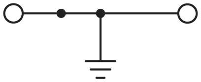 Electrical Circuit Symbol: A continuous line with two circles at the ends and an earthed connection in the middle.