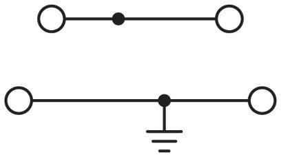 Electrical Circuit Diagrams: At the top, a line with a connection point; below, a line with an earth/ground symbol underneath.