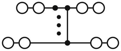 A diagram shows two parallel lines with connected circles linked by vertical lines and dots, potentially a circuit diagram.