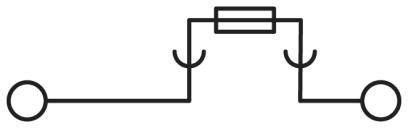 Circuit diagram of an electrical circuit with a resistor and two switches connected in parallel.