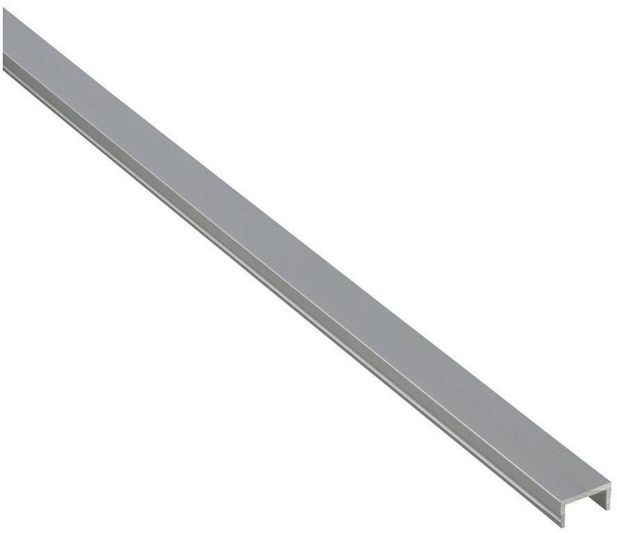A long, silver aluminium U-channel is shown diagonally from the bottom right to the top left corner.