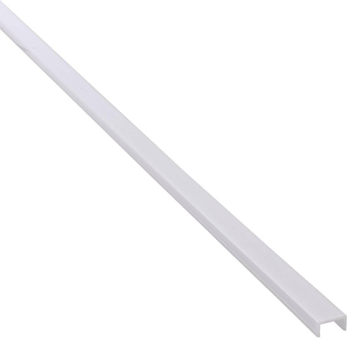 A white, long, L-shaped plastic strip is shown, possibly used for covering or protecting edges.