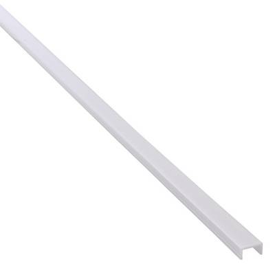 A white, long, L-shaped plastic strip is shown, possibly used for covering or protecting edges.