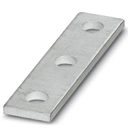 Metal plate with three holes at equal intervals.