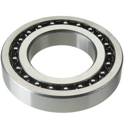 Metallic ball bearing, radially positioned, showing balls within an outer metal ring. Suitable for mechanical applications.