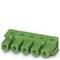 Green, rectangular plastic plug with five openings, vertical orientation.