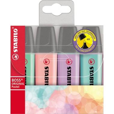 Pastellfarben 4 Stifte Leuchtstift Textmarker STABILO® 70/4-2 Neon sortiert 