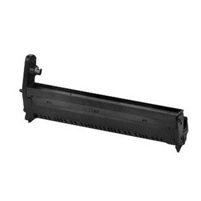 Image of a black printer component, possibly a toner or ink module. It is elongated and has a rectangular design.