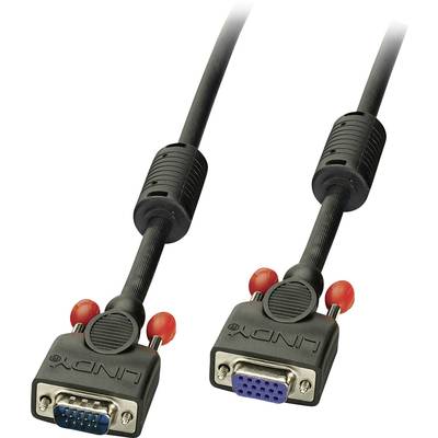 LINDY VGA Cable extension VGA 15-pin plug, VGA 15-pin socket 2.00 m Black 36393  VGA cable