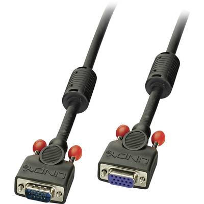 LINDY VGA Cable extension VGA 15-pin plug, VGA 15-pin socket 1.00 m Black 36392  VGA cable
