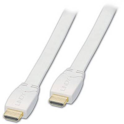 LINDY HDMI Cable HDMI-A plug, HDMI-A plug 1.00 m White 41161 Flat HDMI cable-0