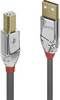 LINDY USB cable USB 2.0 USB-A plug, USB-B plug 1.00 m Grey gold plated connectors 36641