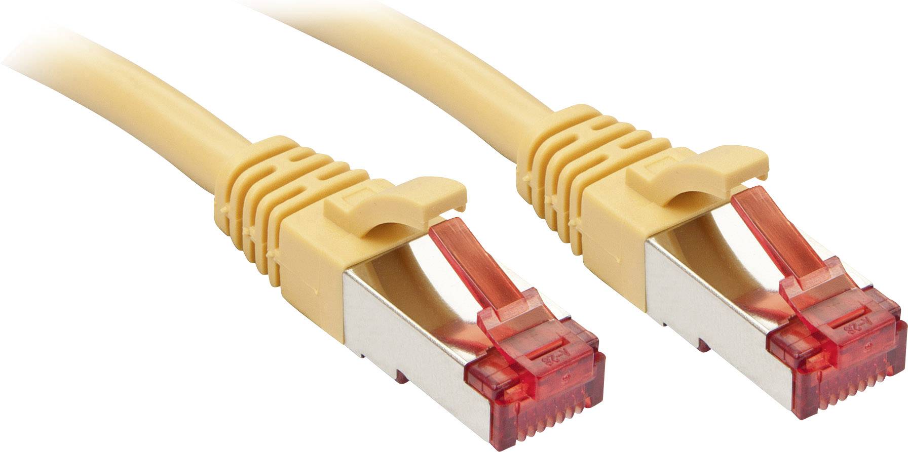 Two yellow network cables with red connectors side by side, ready to be plugged into a network device.