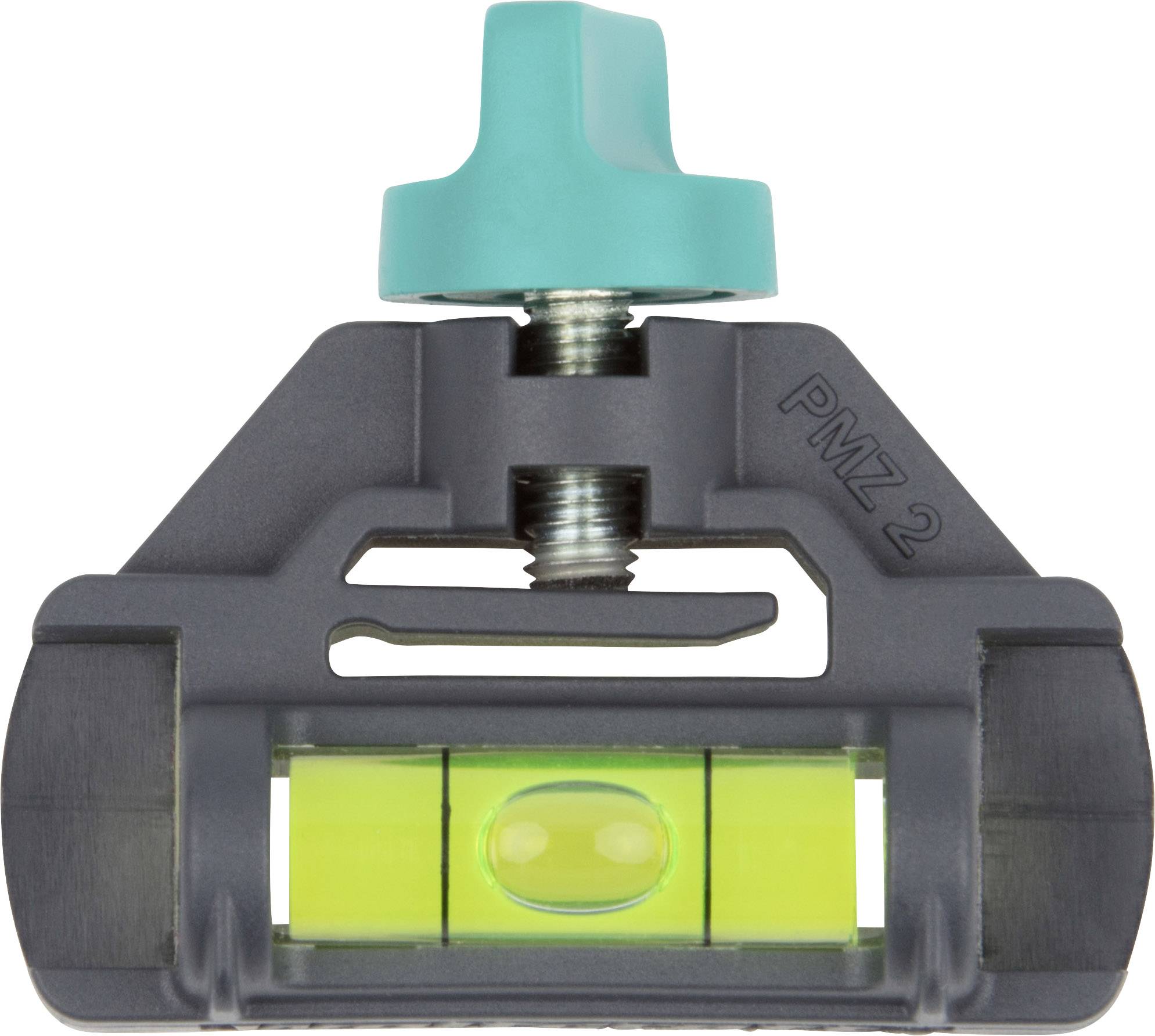 Spirit level with green bubble vial, plastic casing and screw mechanism, used for precise horizontal alignment.