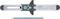 Ruler with metal edge and adjustable retaining clip. Underneath lies a blue pencil.