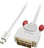 LINDY Mini DisplayPort / DVI Adapter cable Mini DisplayPort plug, DVI-D 18+1-pin plug 2.00 m White 41957 DisplayPort cable