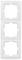 Triple white frame for sockets or switches, vertically arranged.
