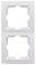 Double, vertical frame bracket for switches or sockets, white, suitable for installation in households.