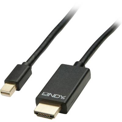 LINDY Mini DisplayPort / HDMI Adapter cable Mini DisplayPort plug, HDMI-A plug 5.00 m Black 41667 DisplayPort cable-0