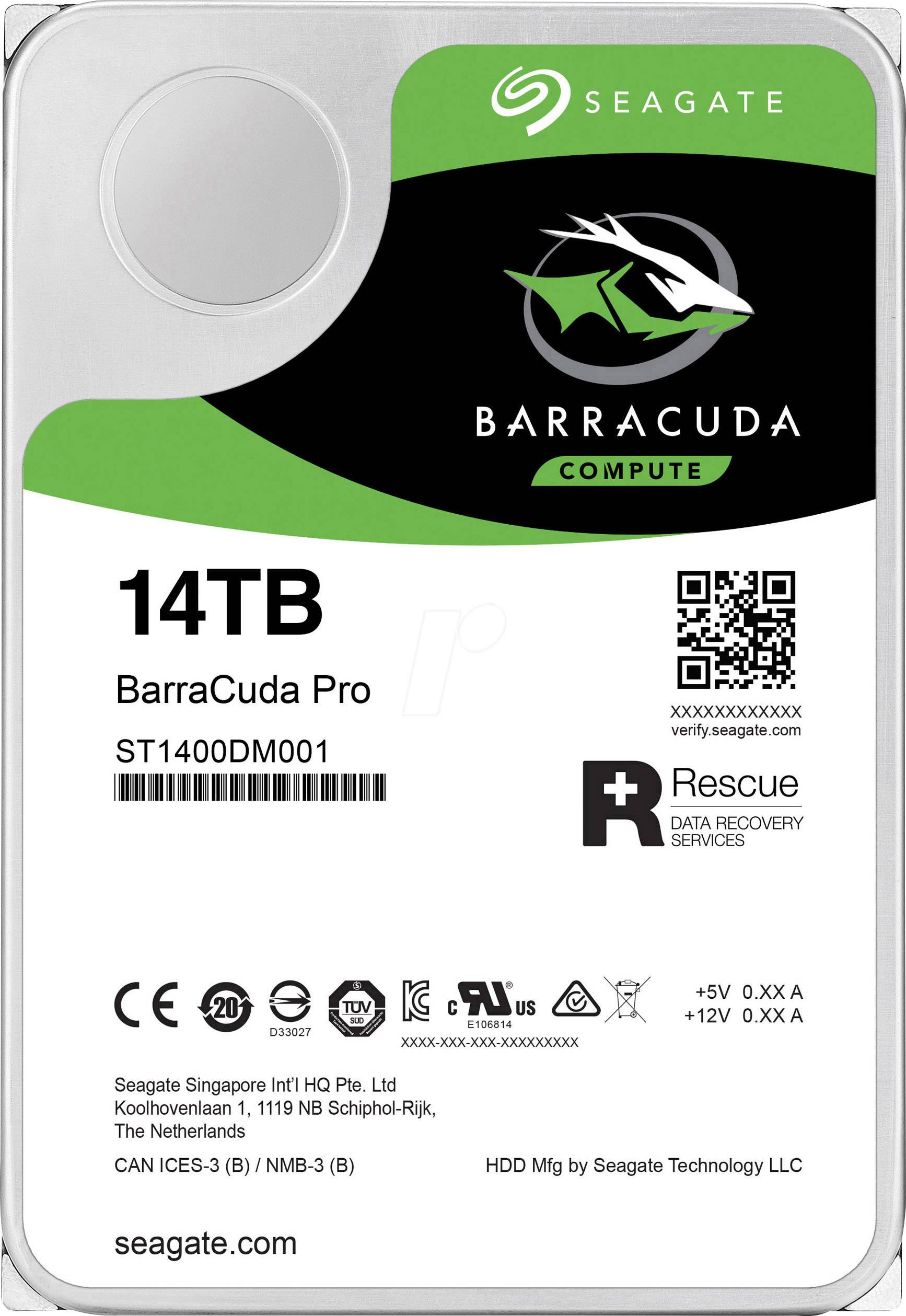 Seagate ST14000DM001 3.5 (8.9 cm) internal hard drive 14 TB BarraCuda® Bulk SATA III