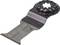 'Multi-functional tool saw blade with centimetre scale, star-shaped mount and fine serration, suitable for precise cutting.'