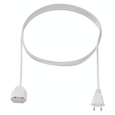 A white network cable with a Schuko plug on one side and a C13 connector on the other side.