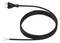 A black power cable with stripped ends and a Europlug, suitable for connecting to electronic devices.