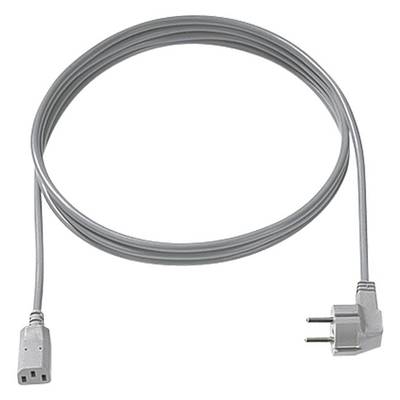 Grey network cable with a Schuko plug on the right side and an IEC connector on the left side.