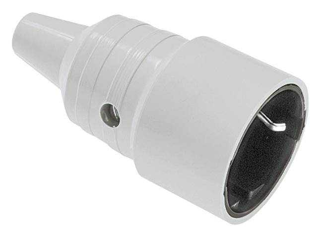 White European plug, close-up. Primarily used for electrical connections in household appliances.