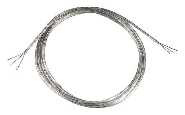 A bundle of silver wires, lightly coiled, with open ends, is presented against a white background.