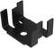 A black, robust metal component with a central hole and three surrounding brackets bent upwards, possibly for mounting purposes.