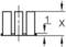 Technical drawing shows a rectangular component with length marked as '1' and height marked as 'X', connected by lines and arrows.