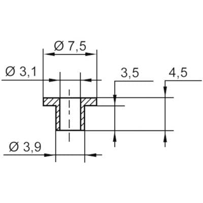 Technical Drawing: Cross-section of a Cylindrical Bore with Dimensional Annotations. Diameter and depth measurements are specified.
