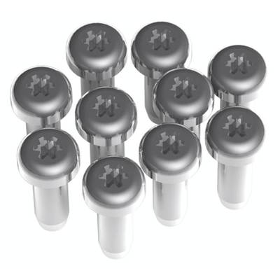 'Ten silver-coloured metal screws with cross-head, symmetrically arranged in a 2x5 grid.'