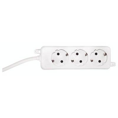 White triple socket with cable, suitable for European Schuko plug types. Ideal for expanding plug sockets in the home.