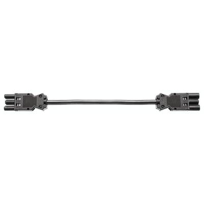 Black solar cable with two identical rectangular connectors at both ends, suitable for photovoltaic installations.