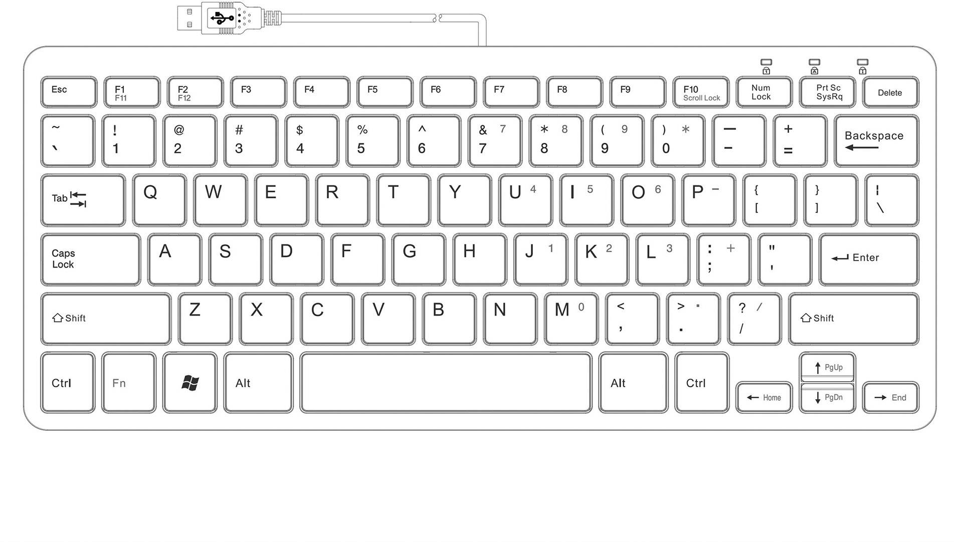 R-GO Tools Compact USB Keyboard English, QWERTY Black Ergonomic