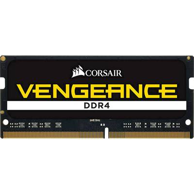 Black 'Corsair Vengeance DDR4' RAM module with yellow lettering. Used for enhancing computer memory performance.